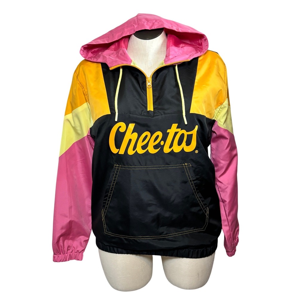 Cheetos Chester Cheetah Windbreaker Jacket Womens Small Pink Yellow Black Anorak
